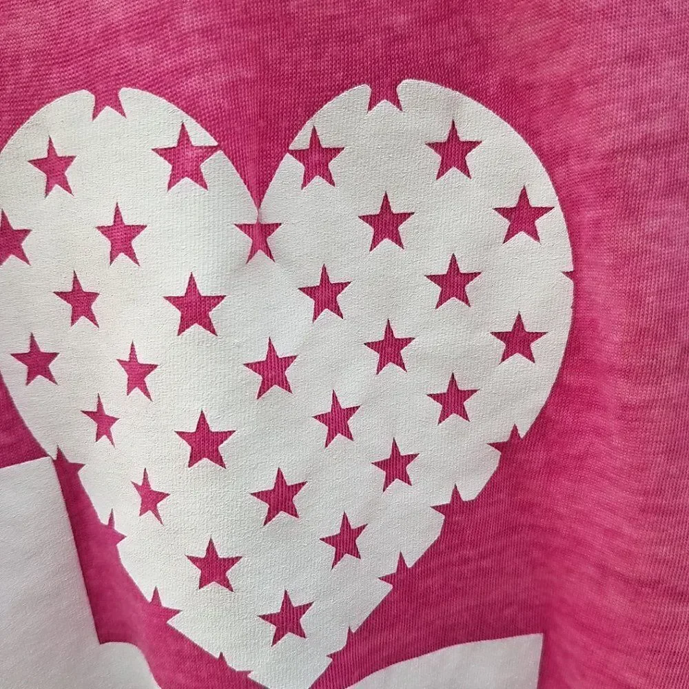Juniors Medium 7/9 Tank Top Bright Pink Love Heart w/Stars NWOT - Picture 5 of 10